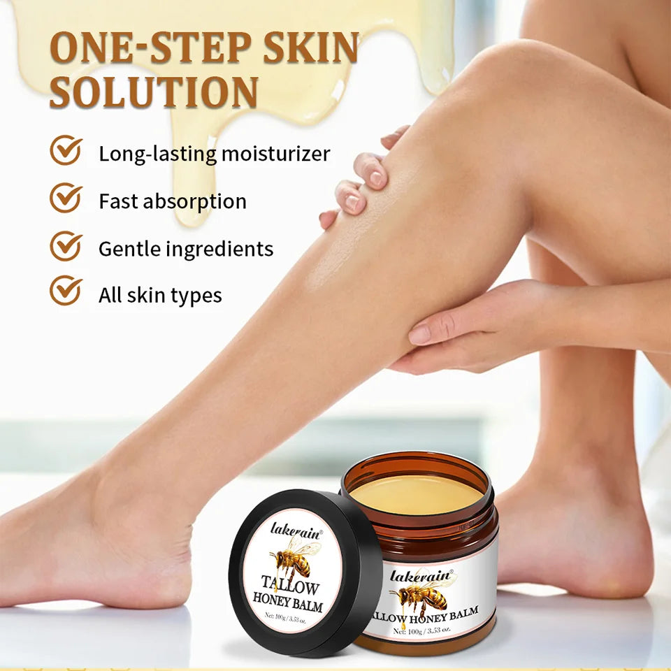 Honey Tallow Balm Beef Tallow Balm Moisturizing Cream for Soft Smooth Skin Handmade All-Natural Moisturizer Antioxidant Skincare