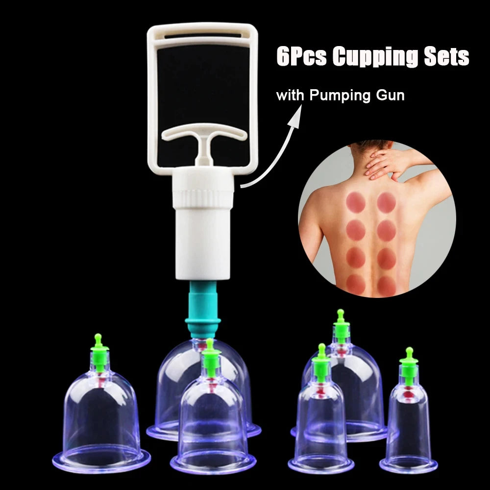 Vacuum Cupping Set 6-Piece Body Massage Kit for Back Pain Relief Body Shaping Massage Equipment Tidesmit