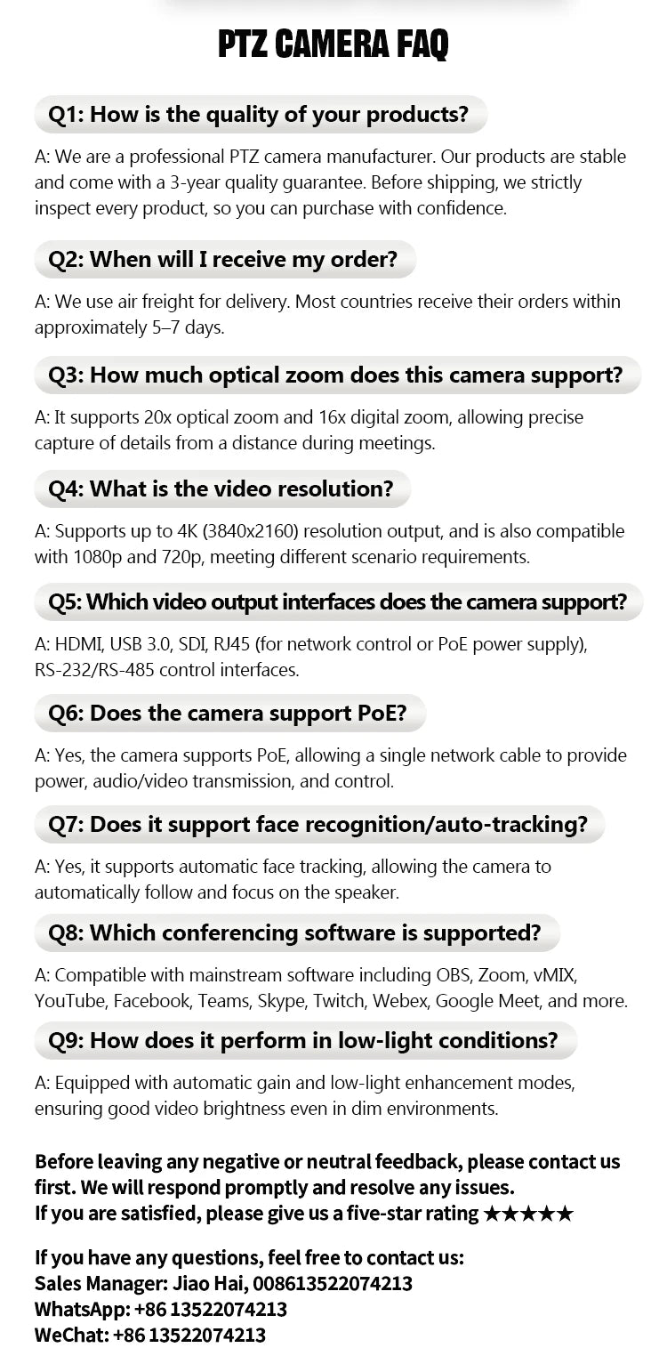 PTZ Camera 4K 20X Zoom Video Conference Camera Kit Church Meeting Live Broadcast PTZ Camera Controller for Video Conferencing