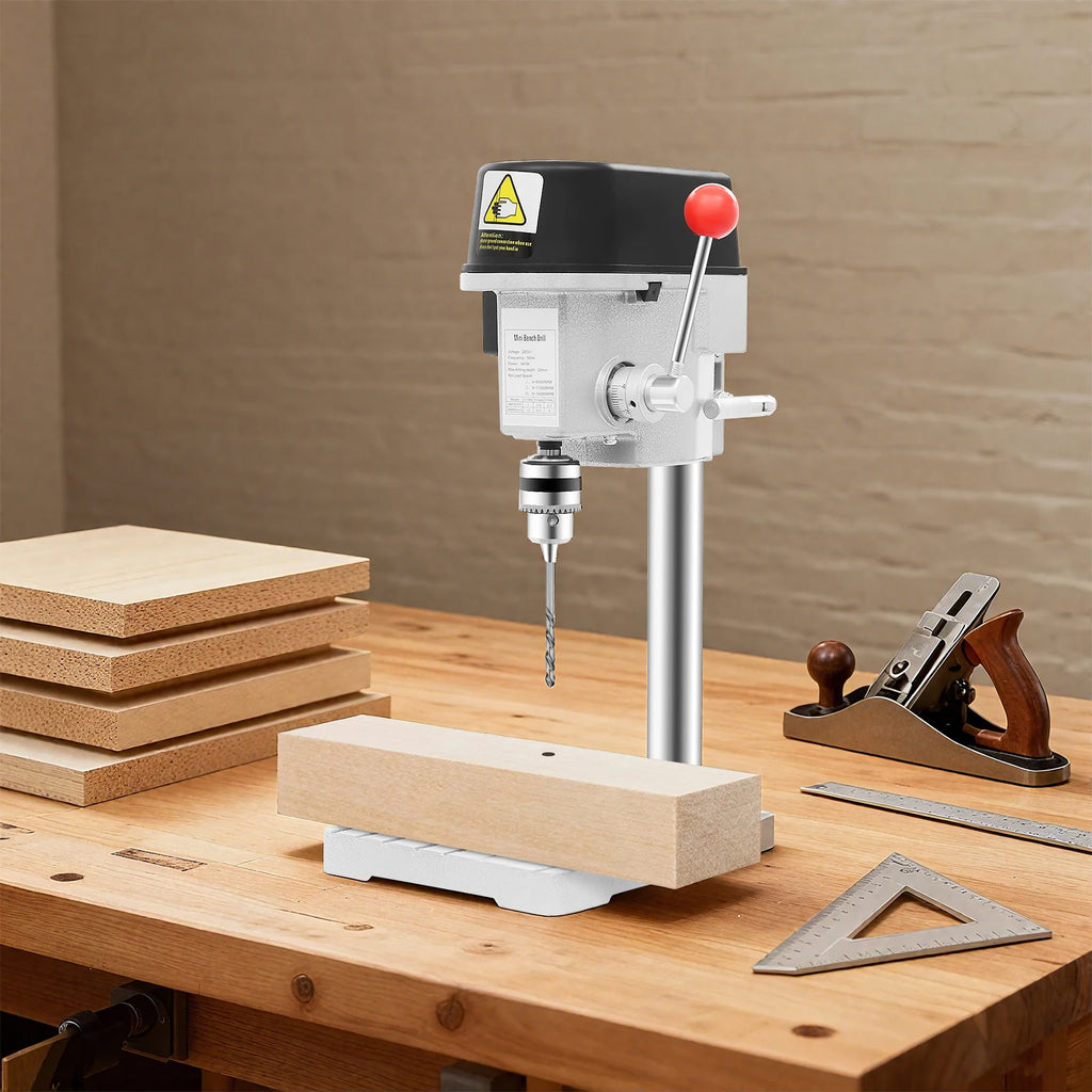 340W 220V Mini Bench Drill Press Corded Mini Table Drill,3 Adjustable Speed Benchtop Drill Press for DIY Creation Woodworking Metal Drilling