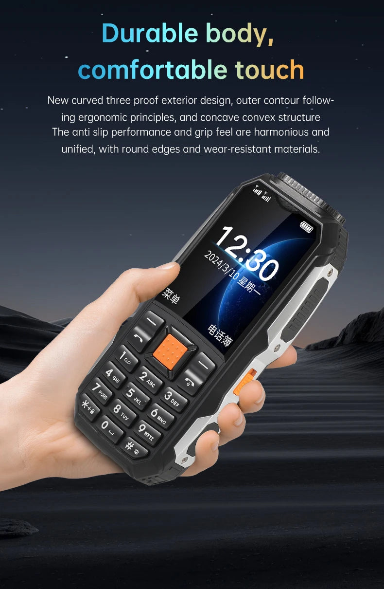 Durable Small Size Mini Rugged Outdoor Mobile Phone Push Button Battery FM Quick Dial Long Standby Two Flashlight Lound Sound