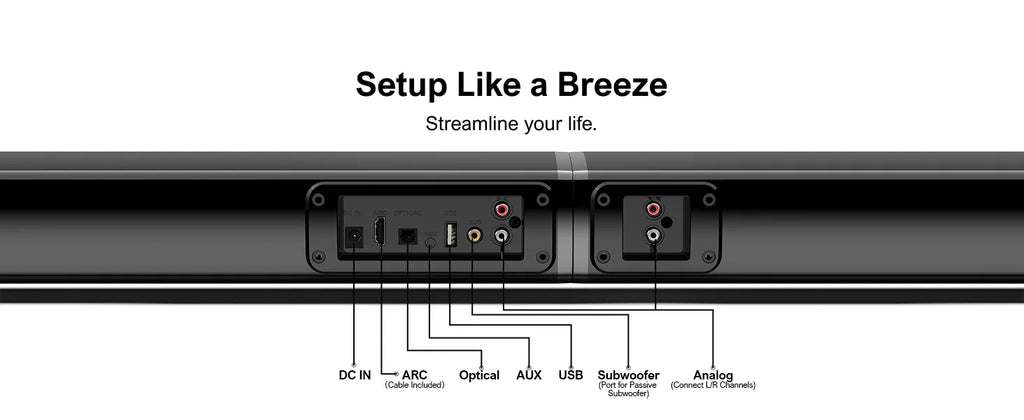 4.1 Channel Soundbar with Subwoofer - 200W Detachable Home Theater Tidesmit