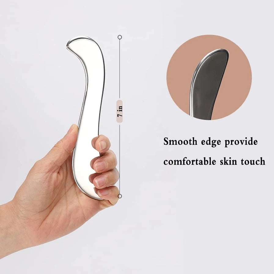 Stainless Steel Gua Sha Tool for Muscle Recovery - Silver Tidesmit Relaxation Treatment Tidesmit