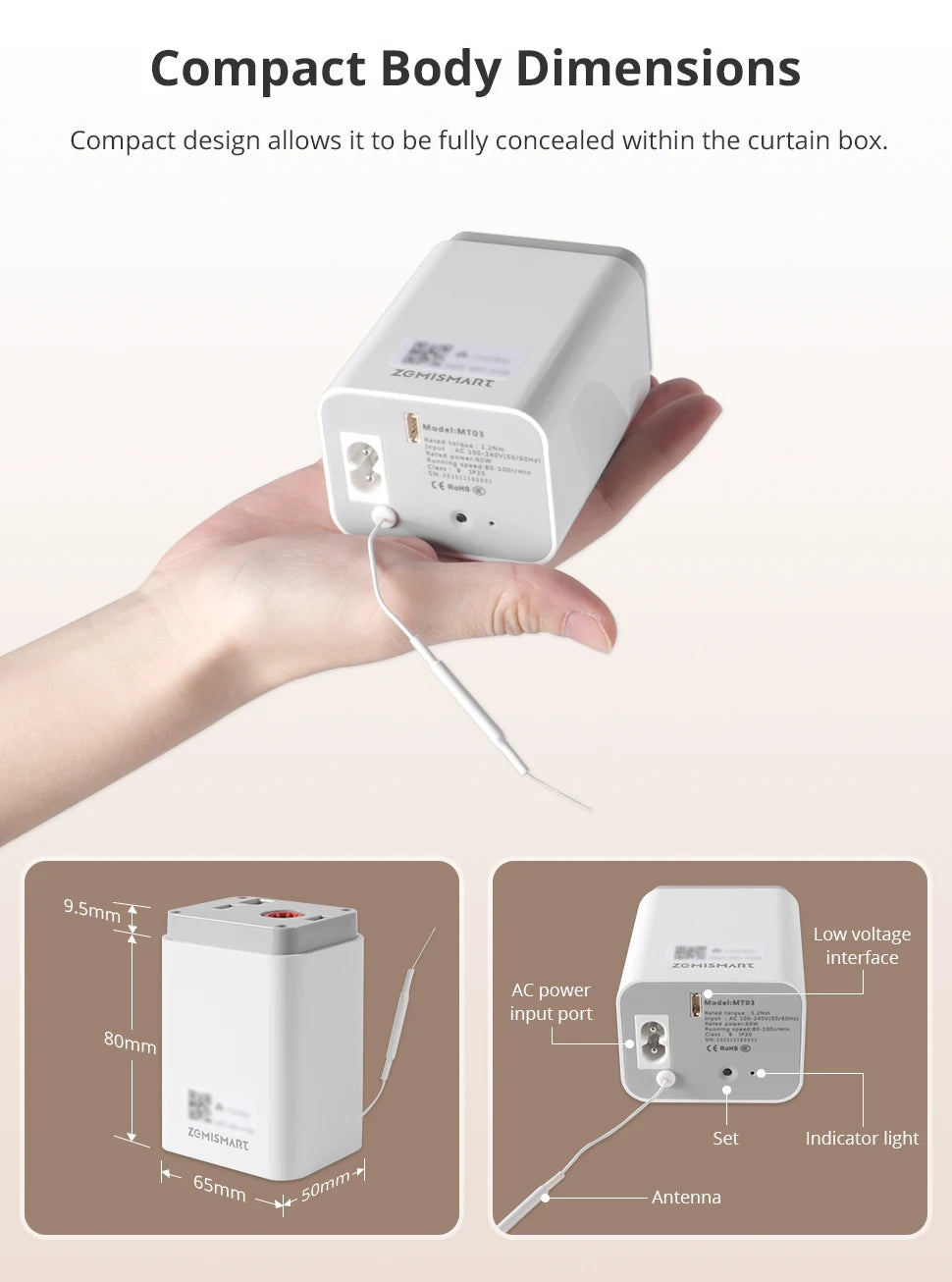 Matter Thread Smart Electric Curtain Motor for Automated Home Track Systems Tidesmit