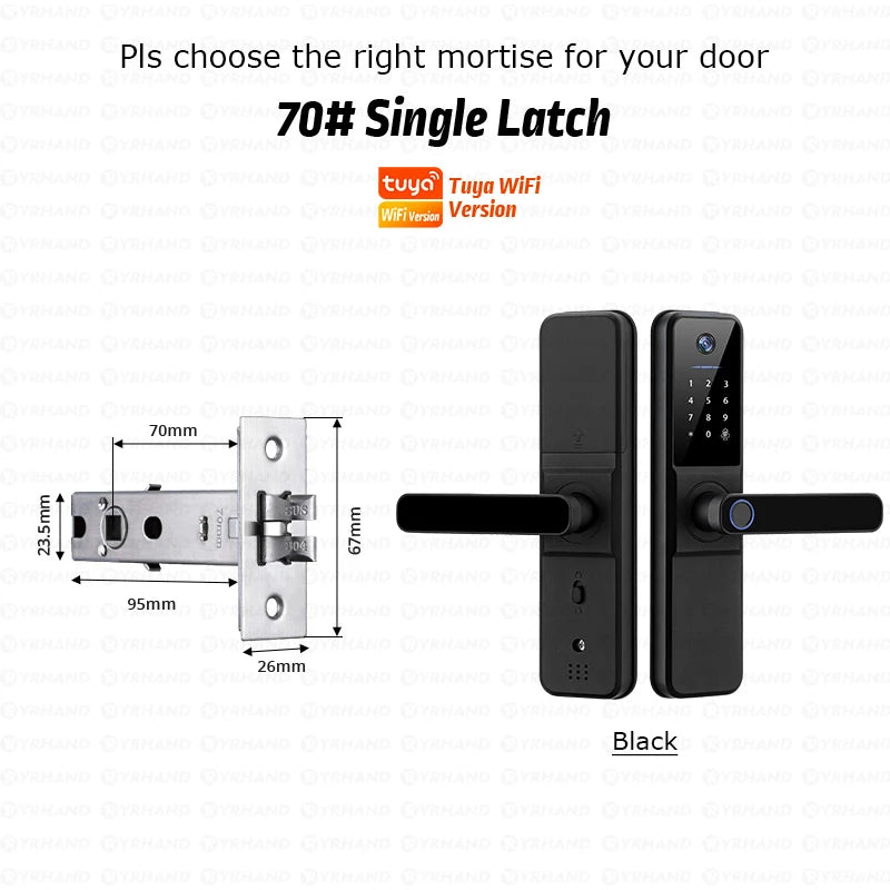 YRHAND Tuya Wifi fechadura eletronica digital Smart Door Lock With Biometric Camera Fingerprint Smart Card Password For home