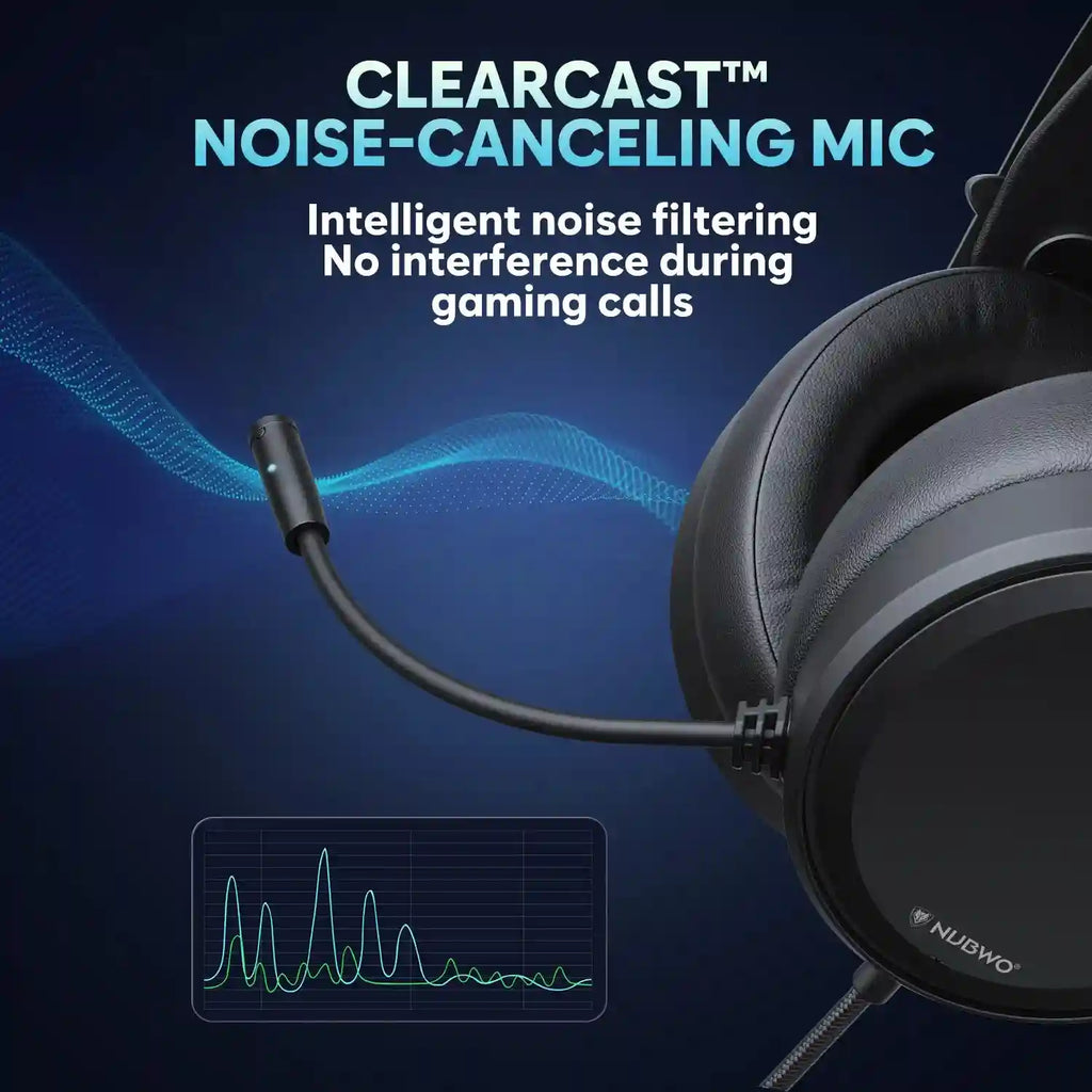 Wired Gaming Headset with Noise Canceling Mic for PC and PS5 - Black Tidesmit