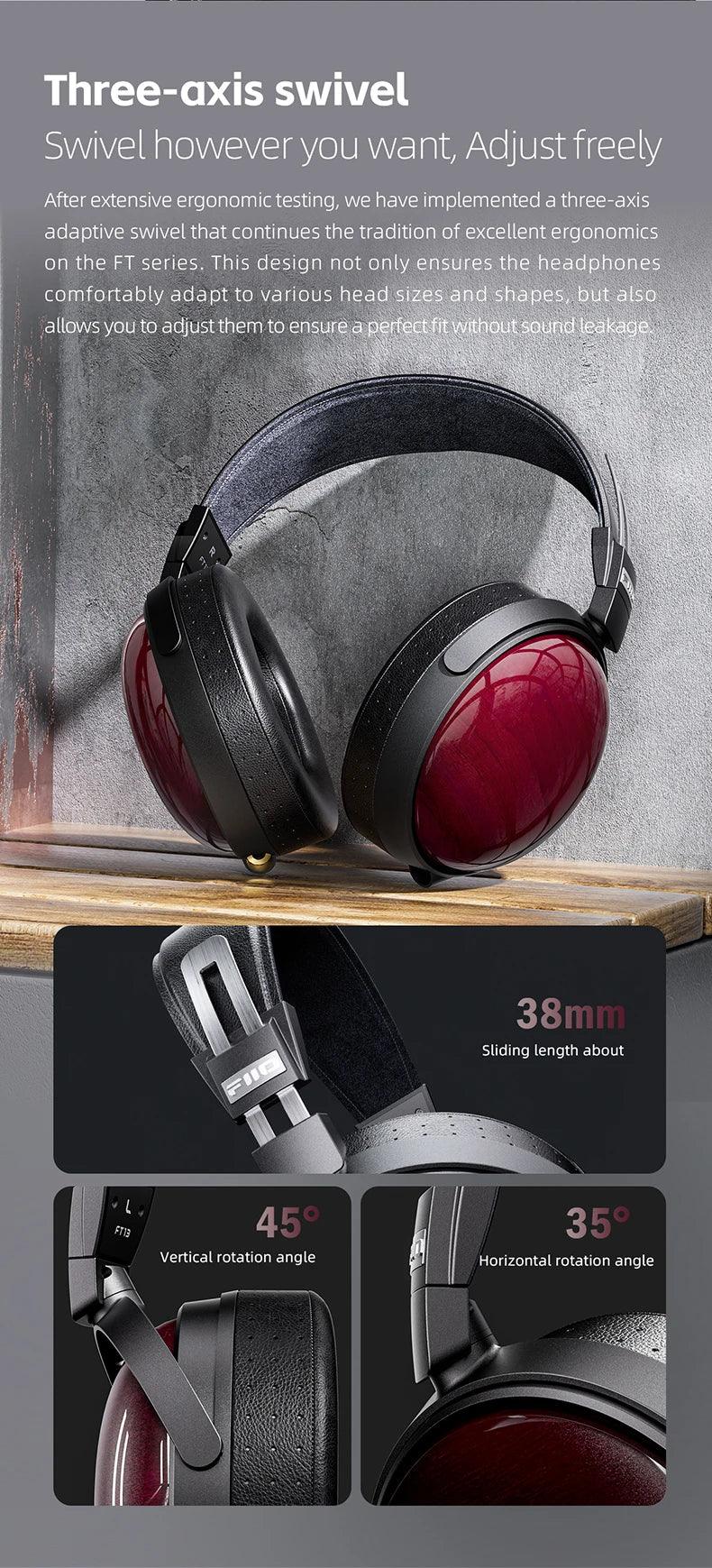 FT13 Closed-Back Audiophile Headphones | 60mm Wool Driver | Tidesmit Tidesmit