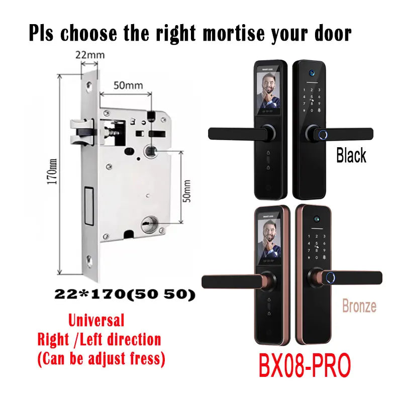 Tuya visual Wifi Digital Electronic Smart Fingerprint Door Lock With Biometric Camera intelligence Card Password Key Unlock
