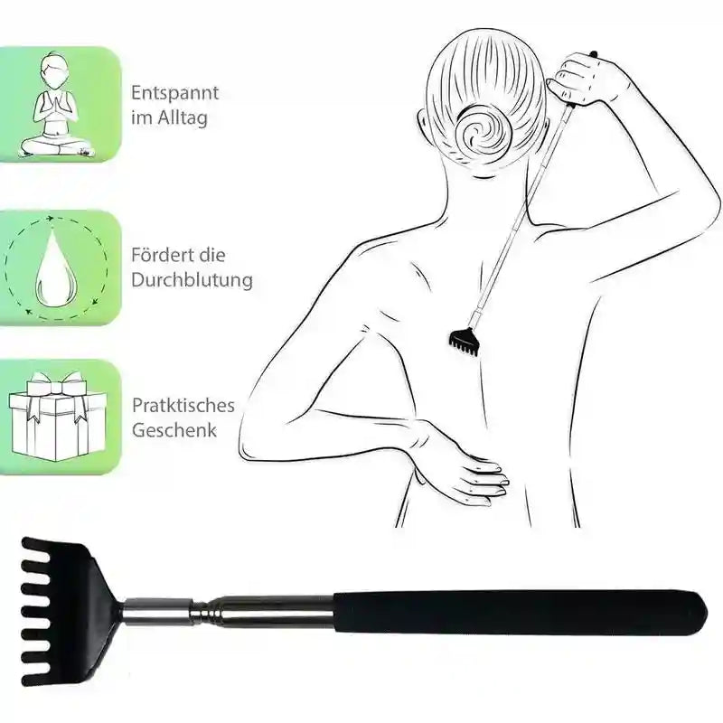 Telescopic Back Scratcher - Durable Stainless Steel Massager - White Back Massage Instrument Tidesmit
