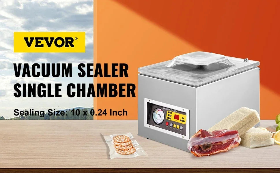 SIHAO Vacuum Packing Machine DZ-260C Chamber Vacuum Sealer with 12.6" Sealing Length for Foods Meats Applied in Kitchen