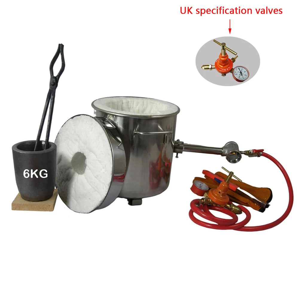 LSMIITTH 6 KG Gas Metal Melting Furnace Smelting Kit Propane Forge Casting Tool Foundry Refiner Smelter For Brass Gold Silver