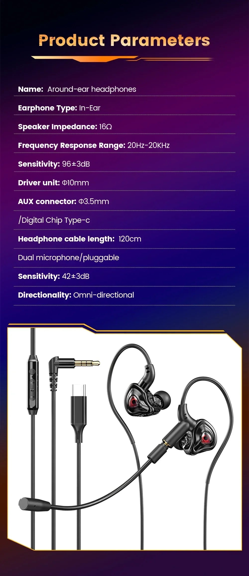 Wired In-Ear Headphones with Dual Microphone - Tidesmit 90° Elbow Tidesmit