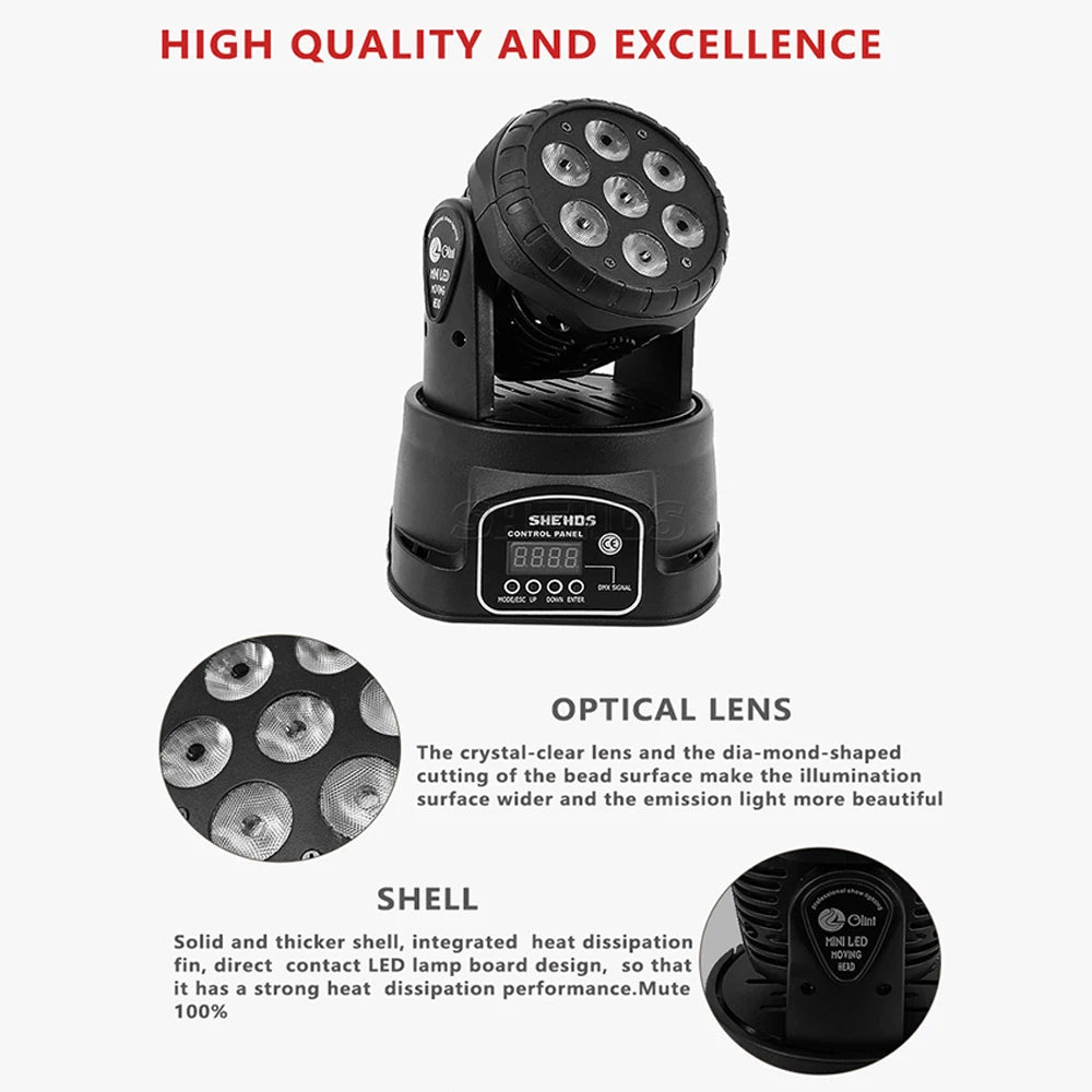 SHEHDS 1pcs LED 7x12W  Par Light 7x18W RGBWA+UV Moving Head Light Wash DMX 512  DJ Dicso Nightclub Party Christmas Audience
