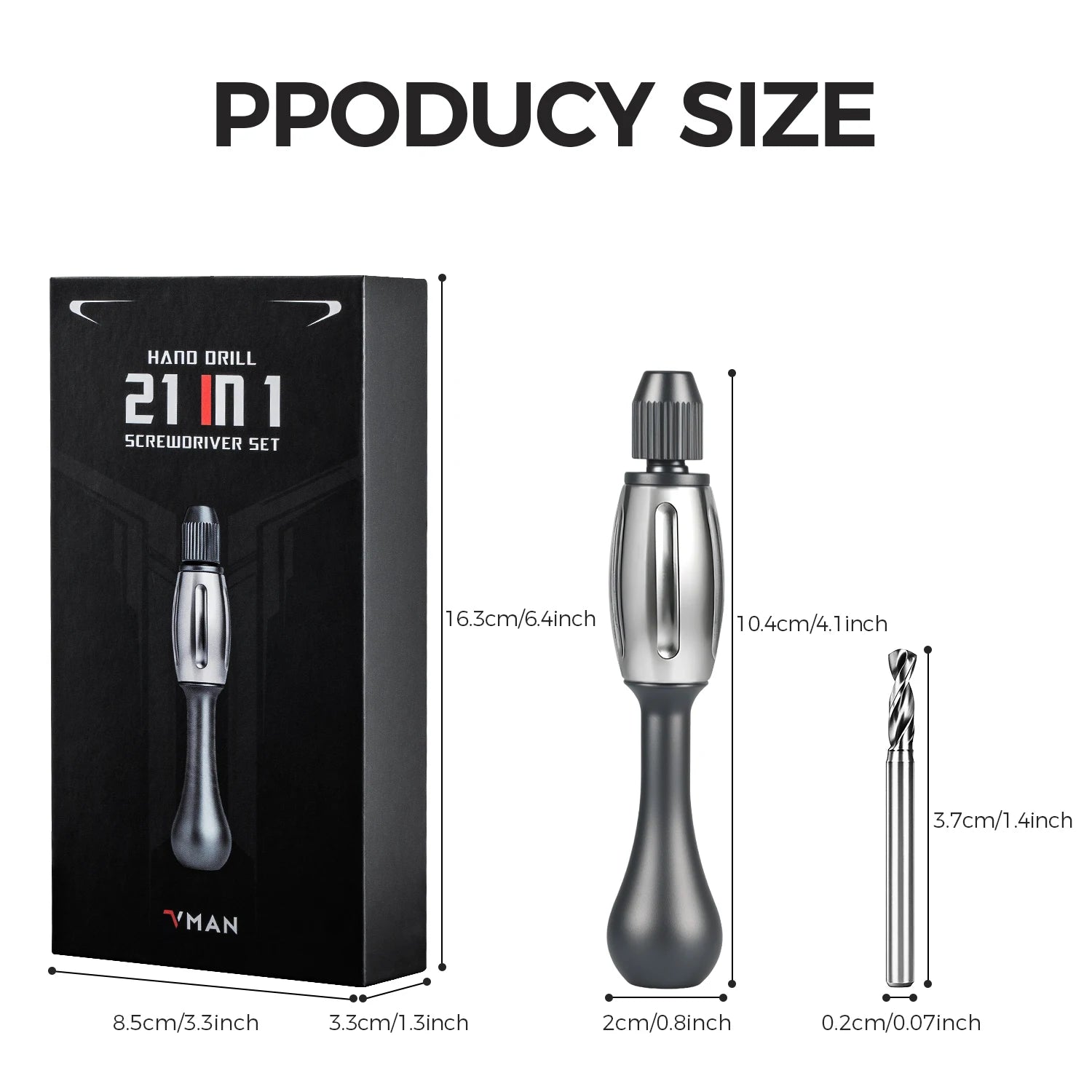 21-in-1 Screwdriver/Drill: non-slip grip, S2 bits, magnetic, quick swap. For jewelry, resin, wood, plastic housework, man's gift