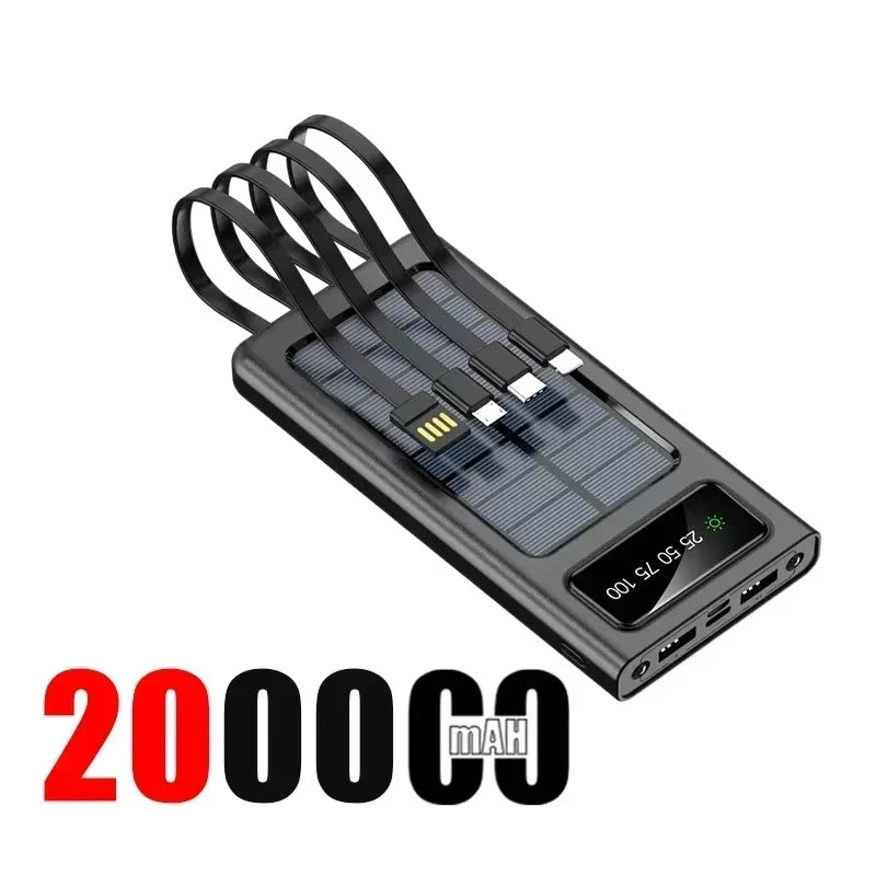 200000mAh Solar Power Bank 120W Fast Charging Portable Charger Black 200000mAh Tidesmit
