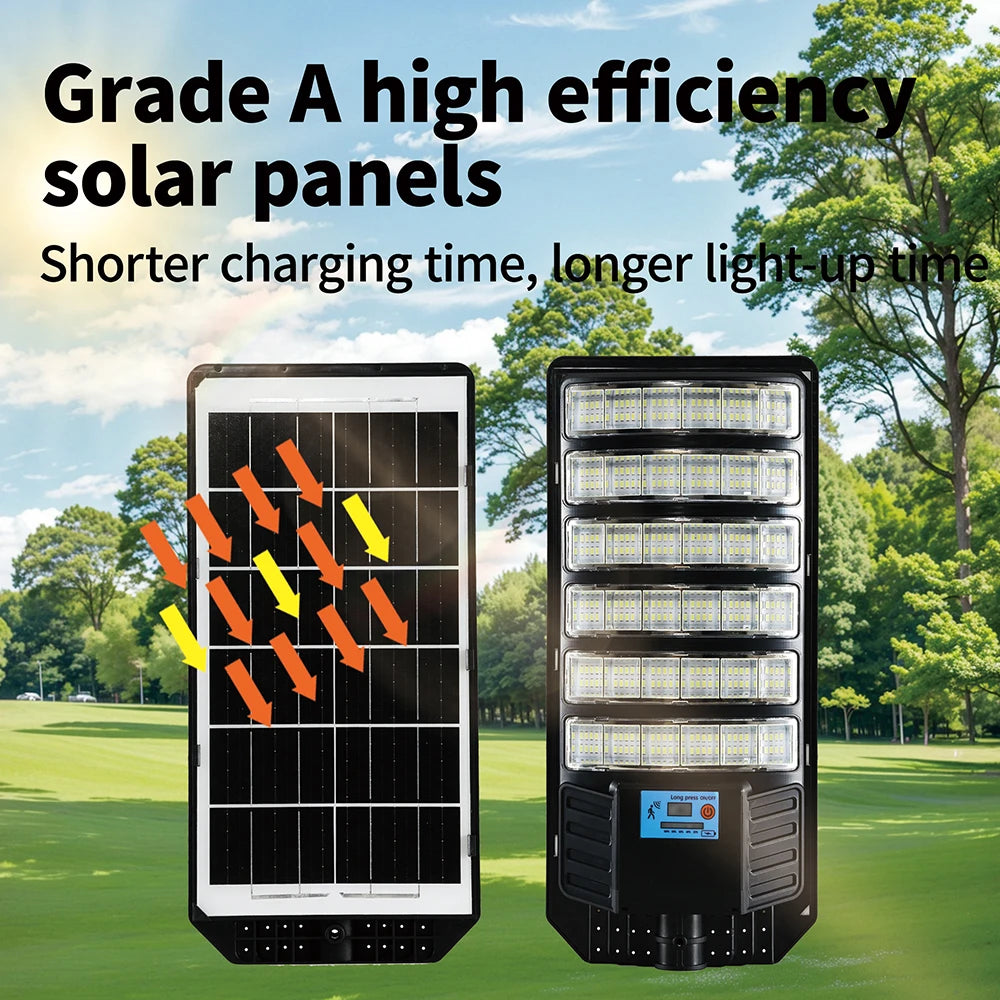 Super Bright Solar Light, 288 LED Outdoor Dusk To Dawn Solar Street Light, Road Area Lamp Waterproof Backyard Security Lighting