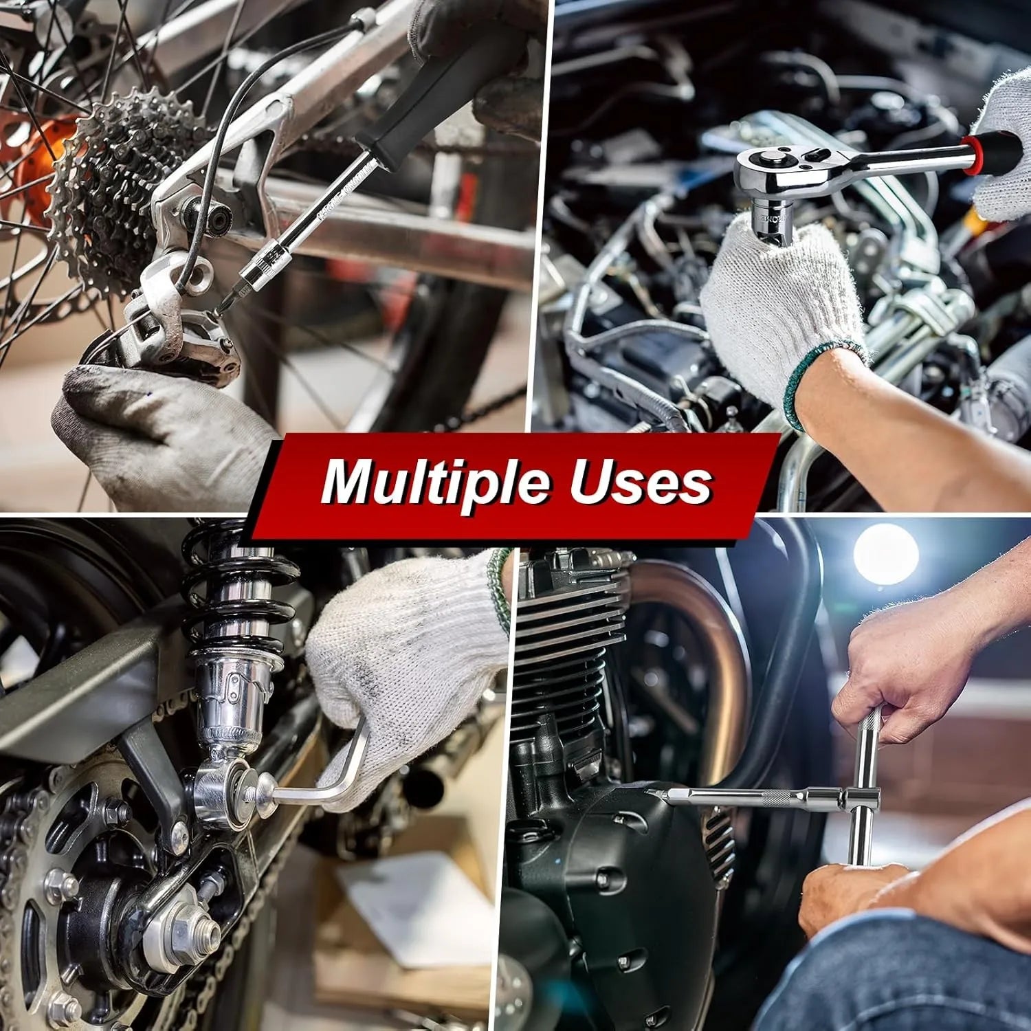 108-Piece Socket Spanner Set Cr-V Ratchet Wrench Set Ratchet Box with 1/4 &1/2 Inch 72 Teeth Reversible Ratchet Hexagonal Socket