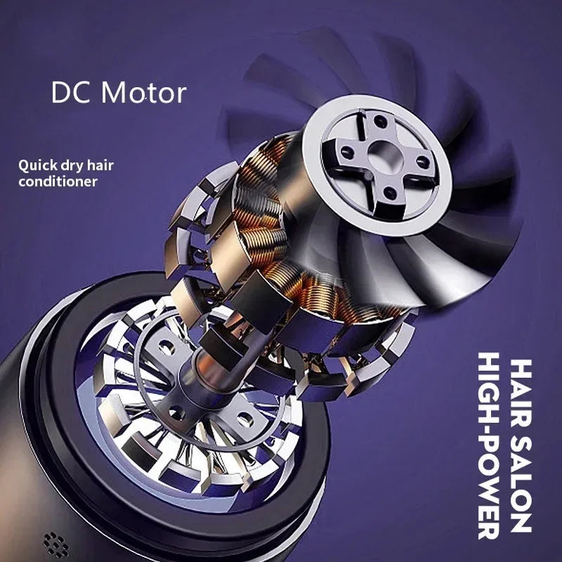 2000W professional hair dryer high-speed DC motor and internal fan components for fast ionic hair drying performance.
