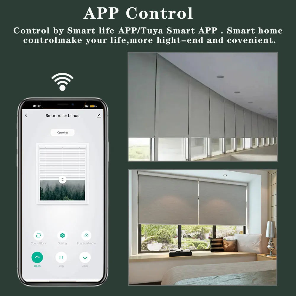 WiFi Roller Blind Motor for 38mm Tubes - App Controlled Smart Home Device Tidesmit