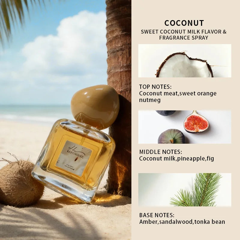 Marcas Originales Summer Fresh Pea: Women's coconut, citrus & fig fragrance in a square glass bottle with round cap.