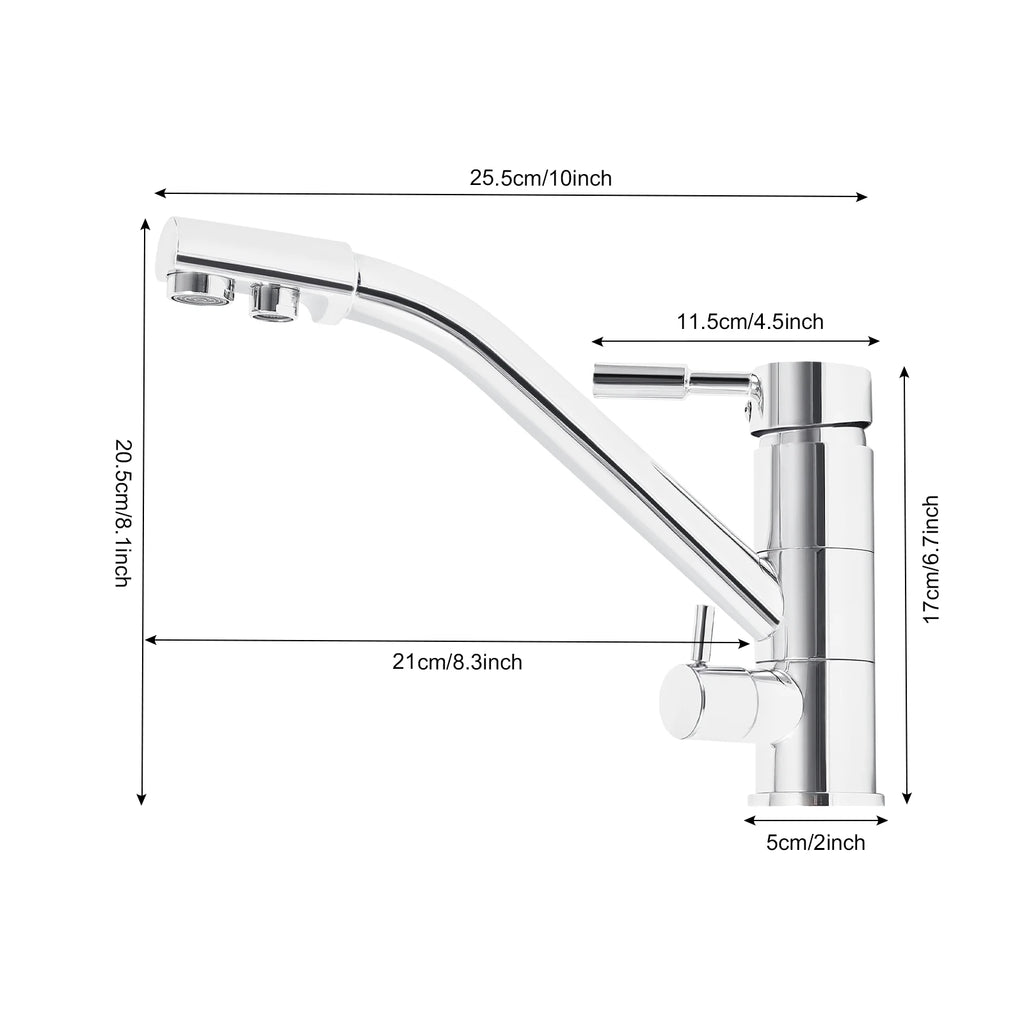 3 in 1 Water Filter Tap 360° Rotatable Three-Way Kitchen Faucet Hot and Cold Water Osmosis System Tap