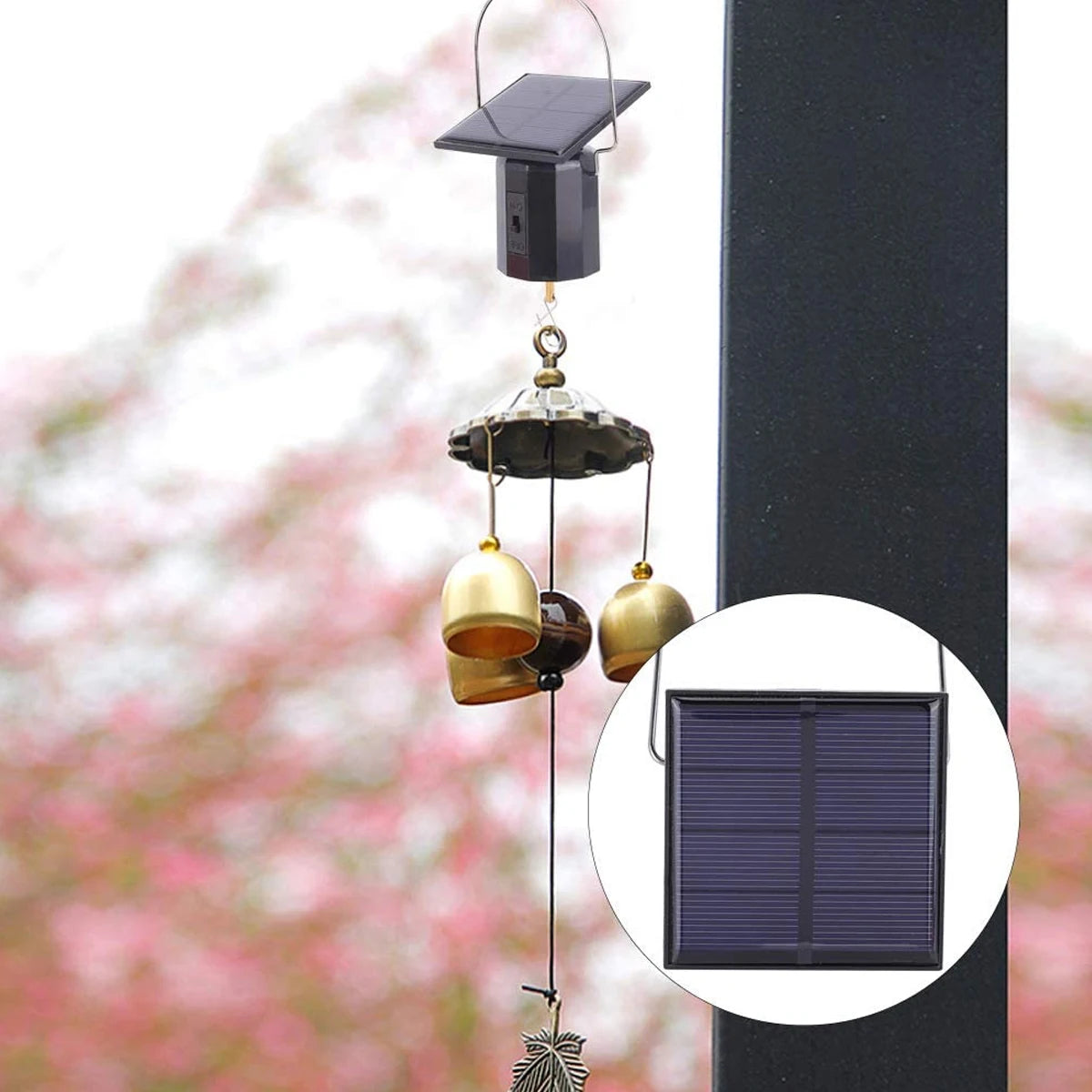 Solar Motor Wind Spinner - Black Rotating Hanging Ornament Tidesmit