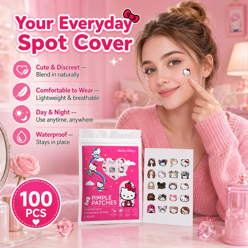 100PCS hello kitty Acne patches, facial acne patches, hydrogel acne removal patches, concealer