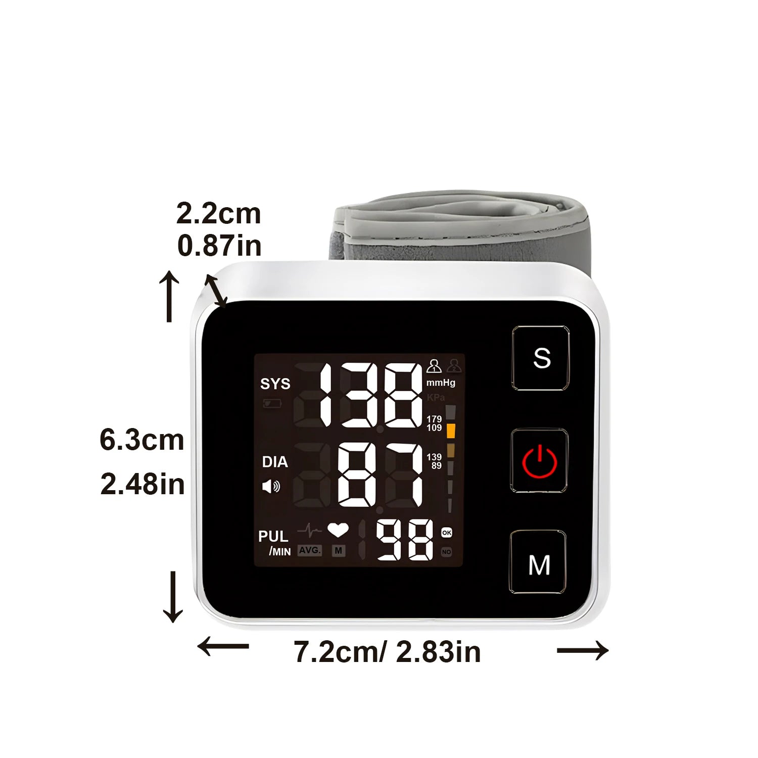 Portable Digital Wrist Blood Pressure Monitor - LCD Screen Heart Rate Pulse Meter Sphygmomanometer for Health Care