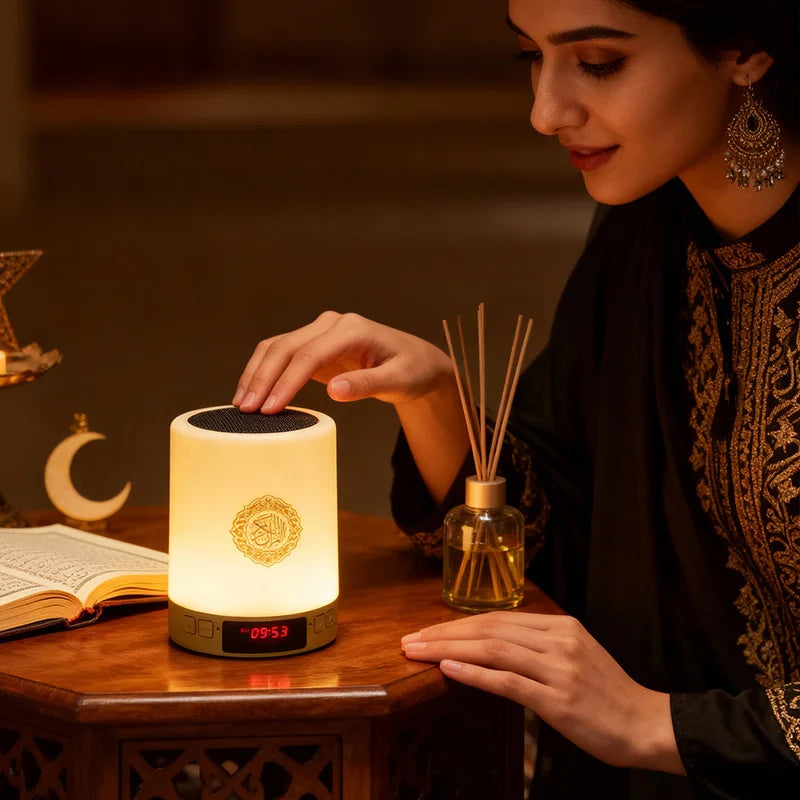Islamic Arabic Night Light Muslim Bluetooth Speaker Quran Azan Clock Koran Portable Wireless Ramadan Bright Lamp Arab Islam Holy