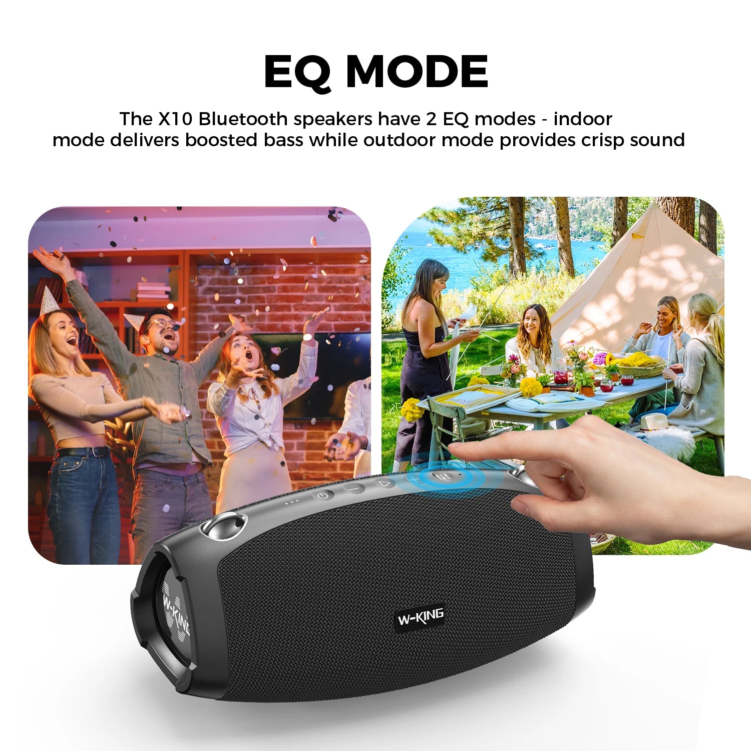 W-KING X10MIC Portable Loud Bluetooth Speakers (120W PEAK)70W with Wireless Microphone,  Waterproof Outdoor Wireless Bluetooth