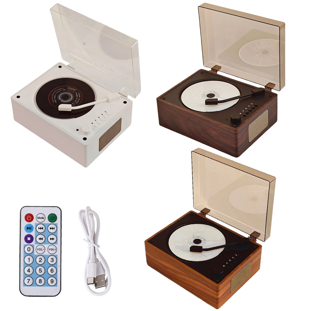 Portable Retro CD Player - Bluetooth Speaker with Woodgrain Finish Tidesmit