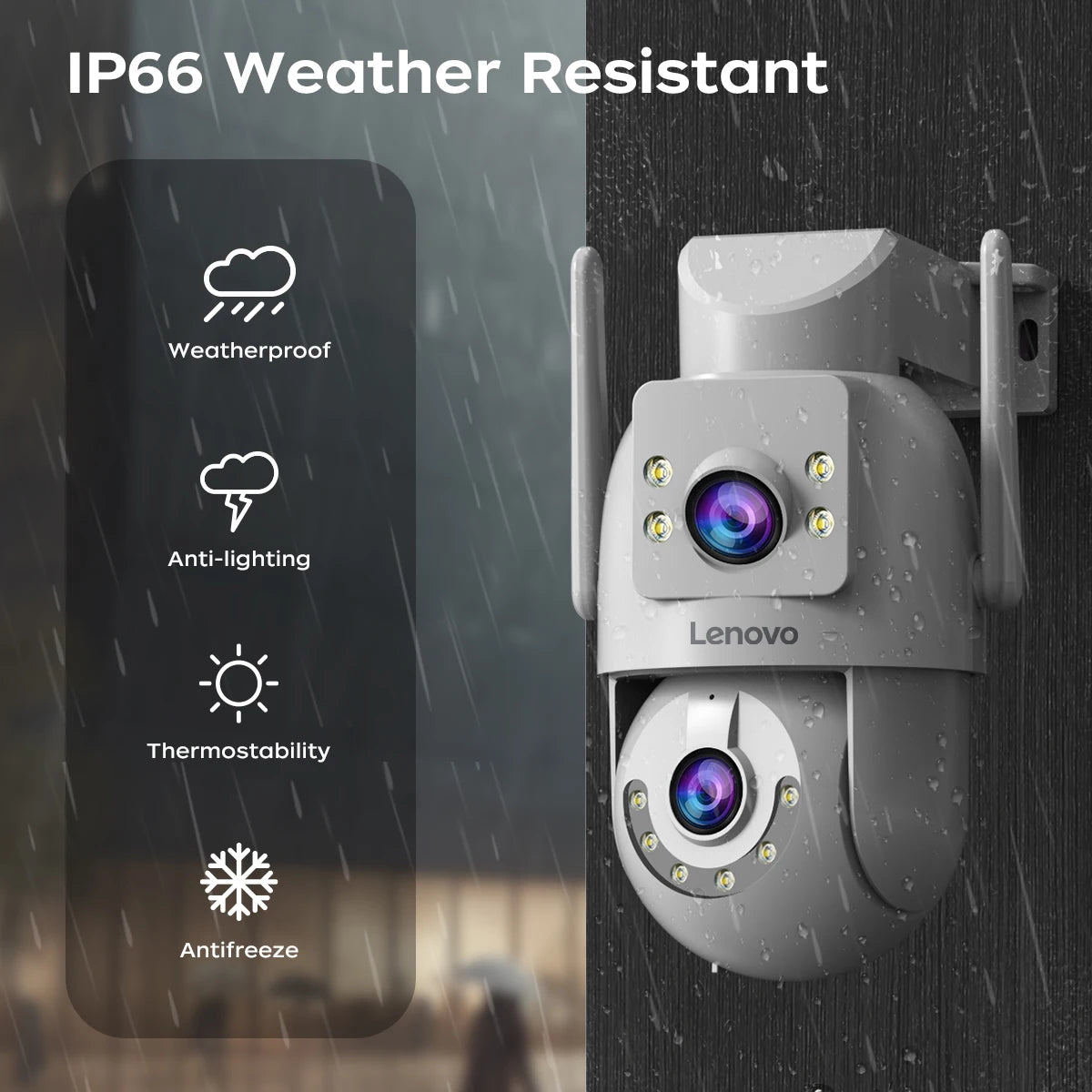 Lenovo 4MP HD Wifi PTZ Camera Outdoor 4MP Dual Lens Dual Screen Auto Tracking Security IP Camera CCTV Audio Video Surveillance