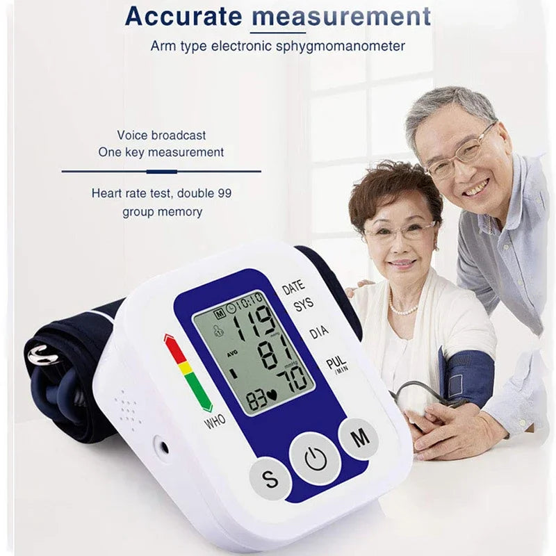 English Voice Automatic Tonometer Arm Blood Pressure Monitor Pressure Sensor Monitor Equipment Digital Tensiometer LED Display