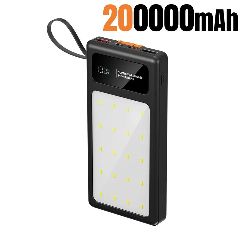 Portable Power Bank 200000mAh with LED Light by Tidesmit Black 200000mAh Tidesmit