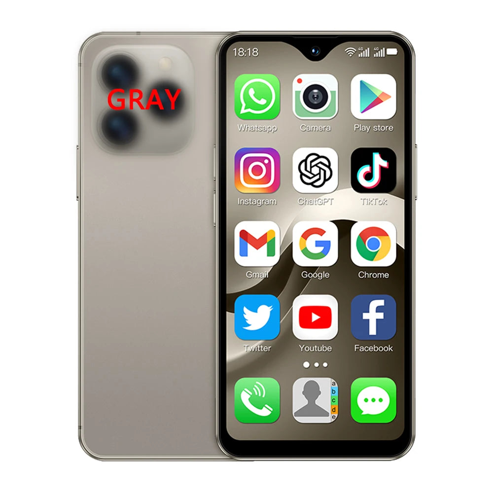 SOYES F9 Max smartphone, compact front and back in gray