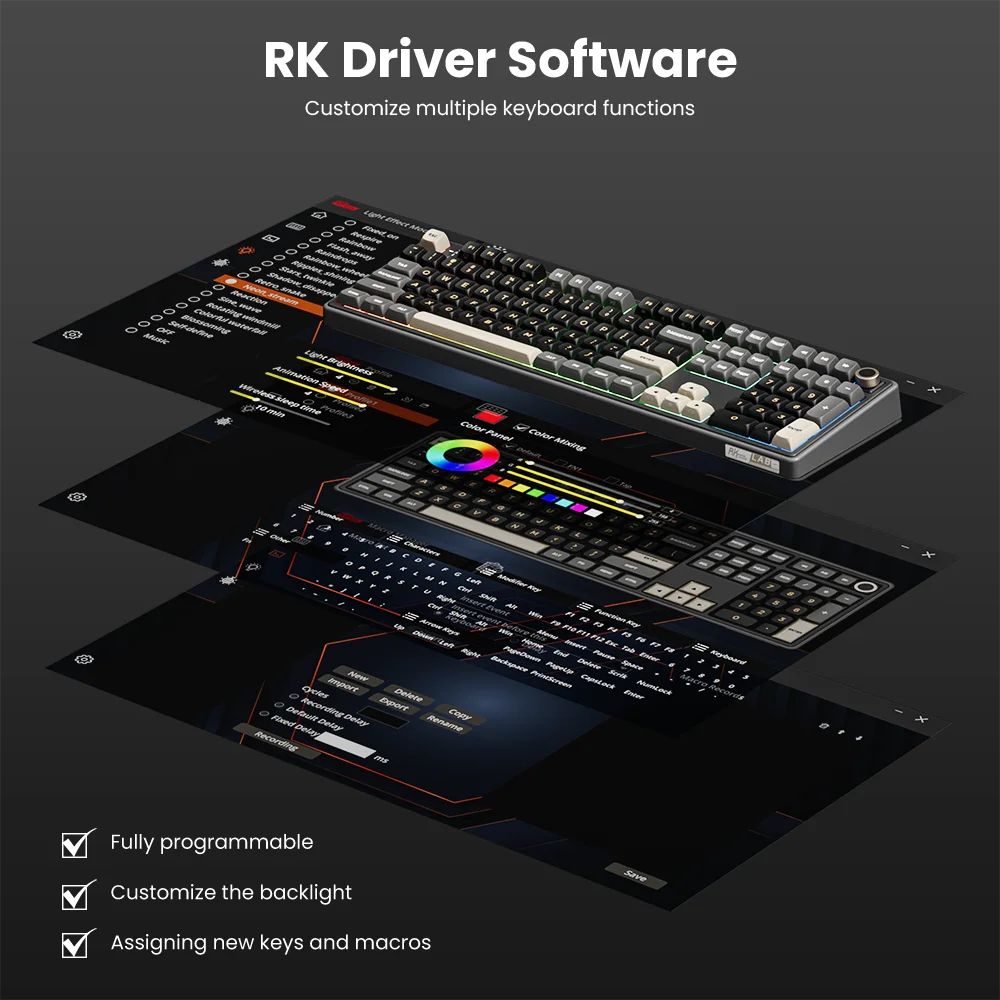 RK Royal Kludge R108 Wired Gamer Keyboard 100% 108 Keys MDA PBT Keycap Gasket RGB Hot-swappable Mechanical Keyboard Volume Knob
