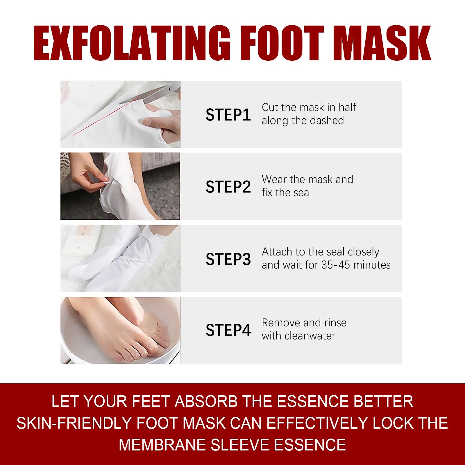 Exfoliating Foot Peel Mask - Apple Extract Callus Remover (5-15 Pack) Scrubs Treatments Tidesmit