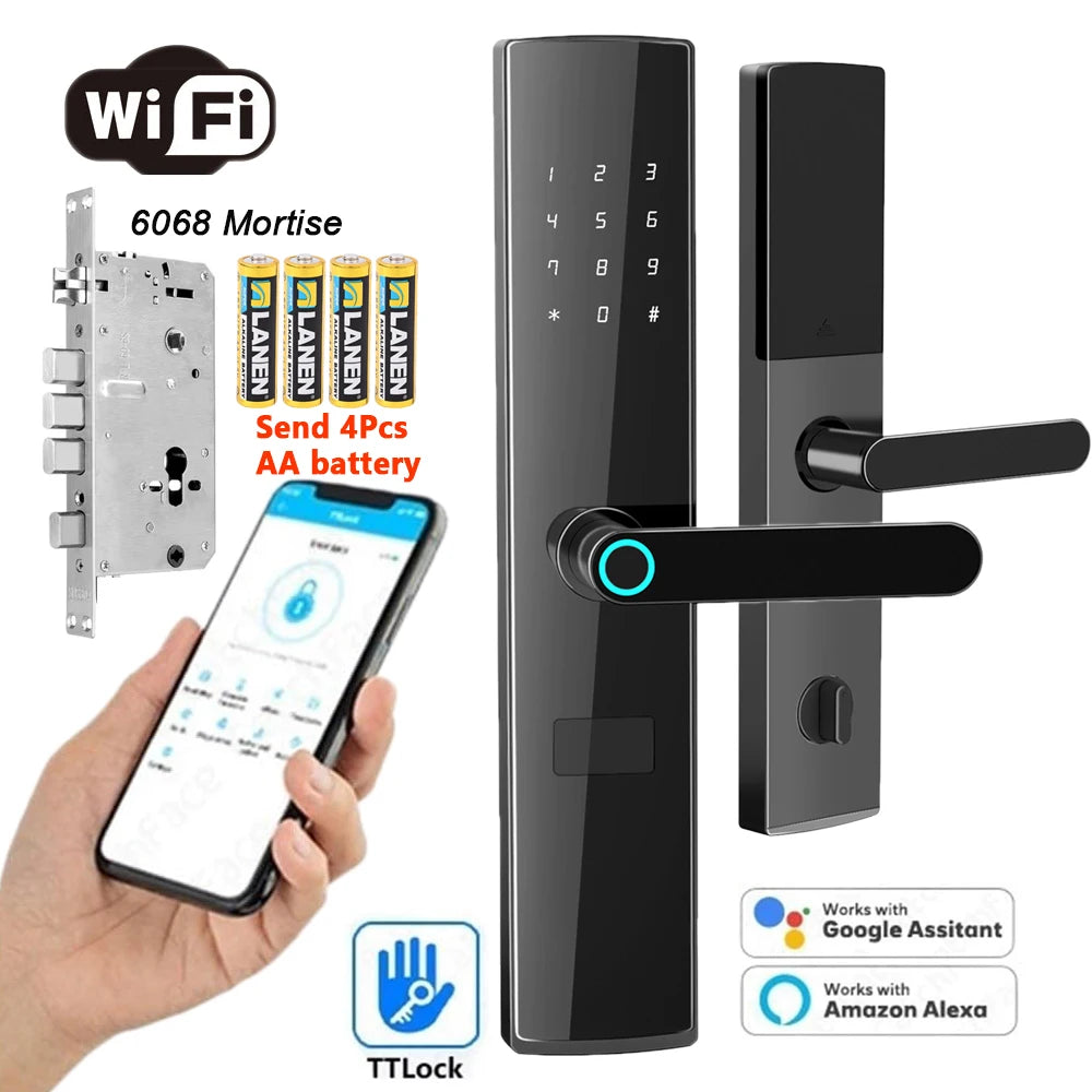 EU Warehouse Smart Fingerprint Door Lock TTLock WiFi – App, Keyless, Password, Card & Mechanical Key – Home, Hotel, Office, Airbnb