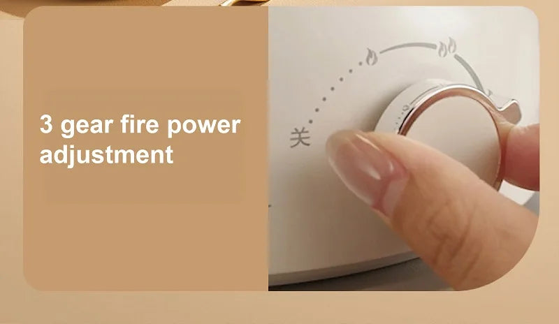 White electric hot pot base with 3-gear heat control dial.