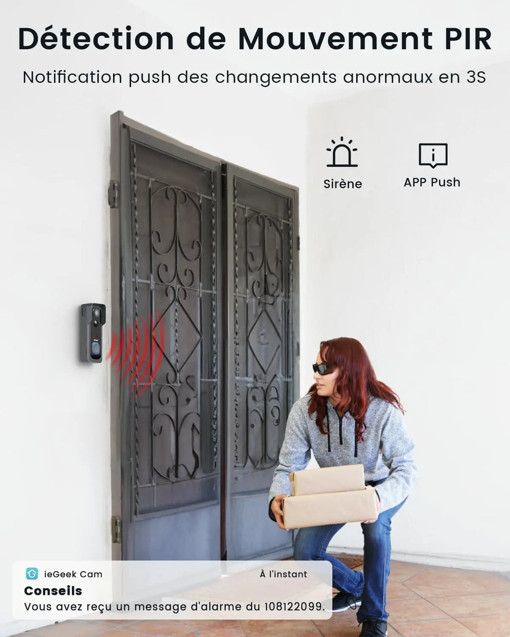 ieGeek Wireless Doorbell with Camera, 2K  Waterproof IP66, No Monthly Fees,  Two-Way Audio, Human PIR Detection,2.4G WiFi