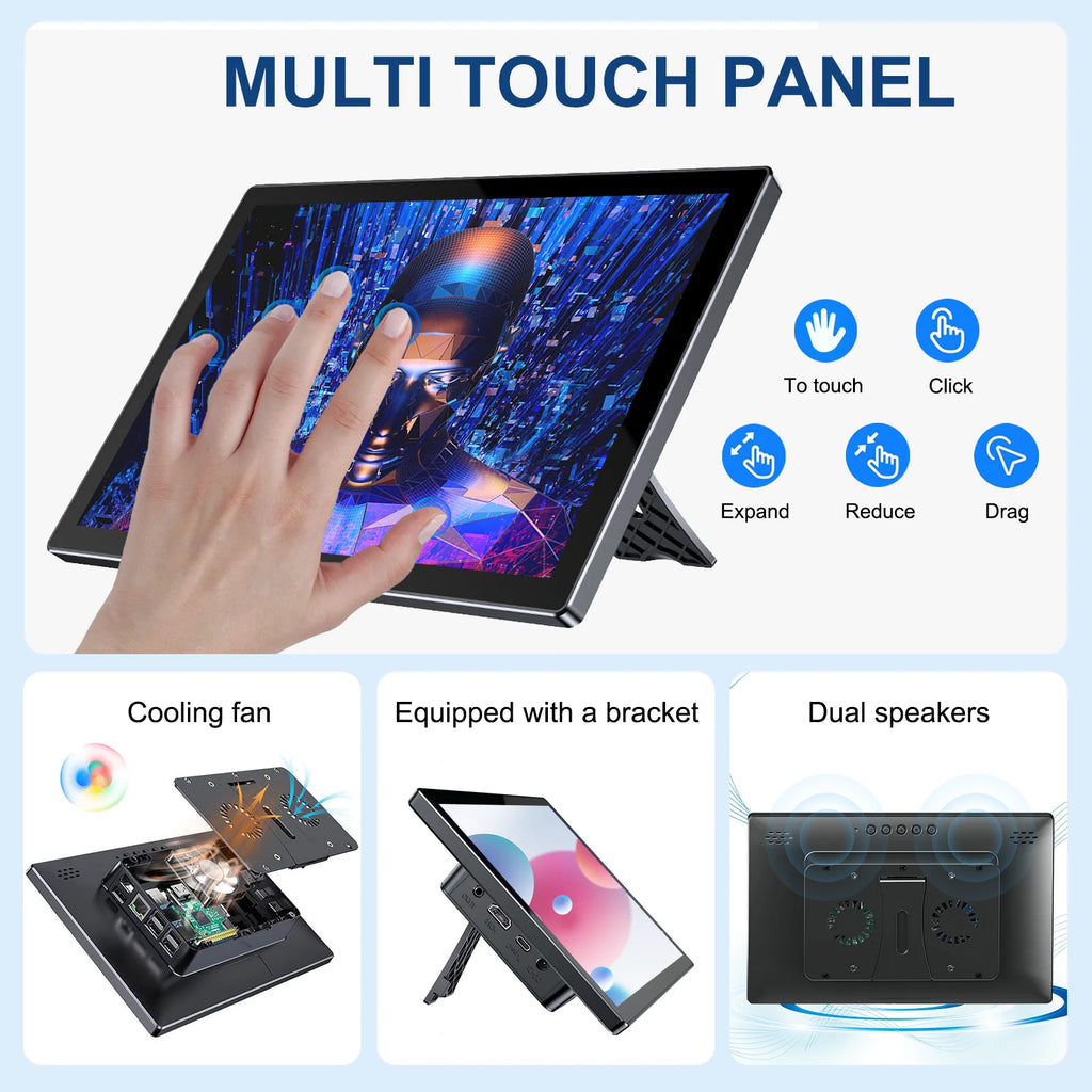 10.1 Inch Raspberry Pi 5 4/3/B/B+/A+ Monitor 1280x800 IPS 5-Points Capacitive Touchscreen Drive Free HDMI Display For Win 7/8/10