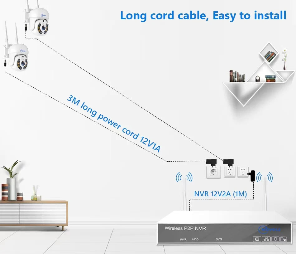 Movols H.265 3MP 5MP Wireless CCTV System Two Way Audio Waterproof PTZ WIFI IP Security Camera 10CH NVR Video Surveillance Kit