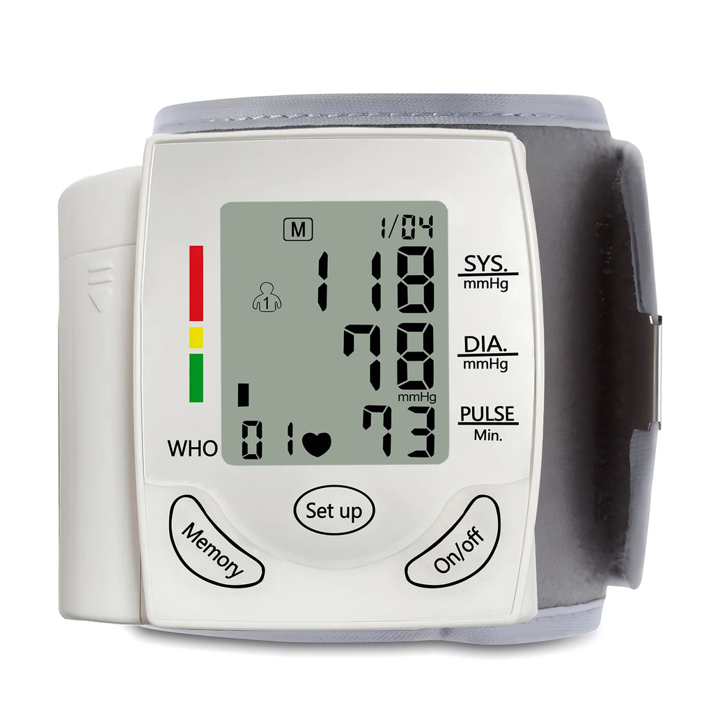 Wrist Blood Pressure Monitor Tonometer Tensiometer Automatic Digital Pulsometer Sphygmomanometer Health Monitor