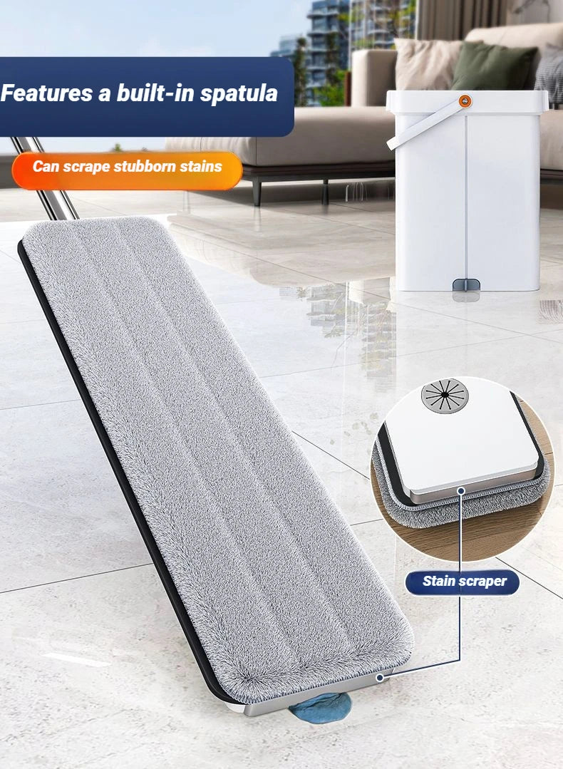 Spin Flat Mop Combo Set With Bucket Joybos 33cm Wet Dry Floor Cleaning Scraper Barrel Mops Washable Microfiber Toilet Bathroom