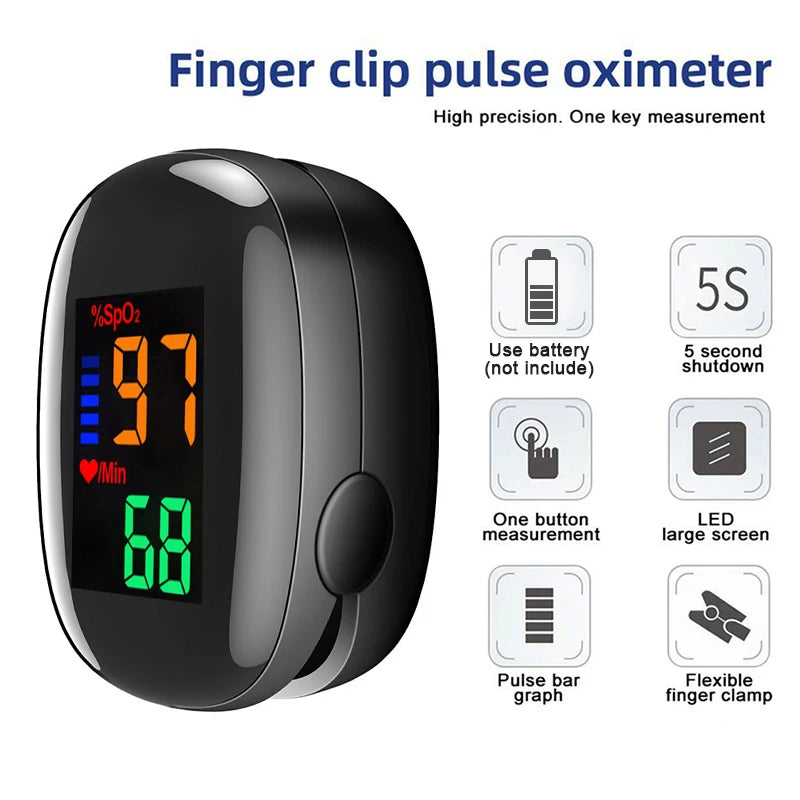 Adult oximretro digital Pulse oximeter Medical Fingertip blood oxygen saturation detector clip SpO2 PR Monitor