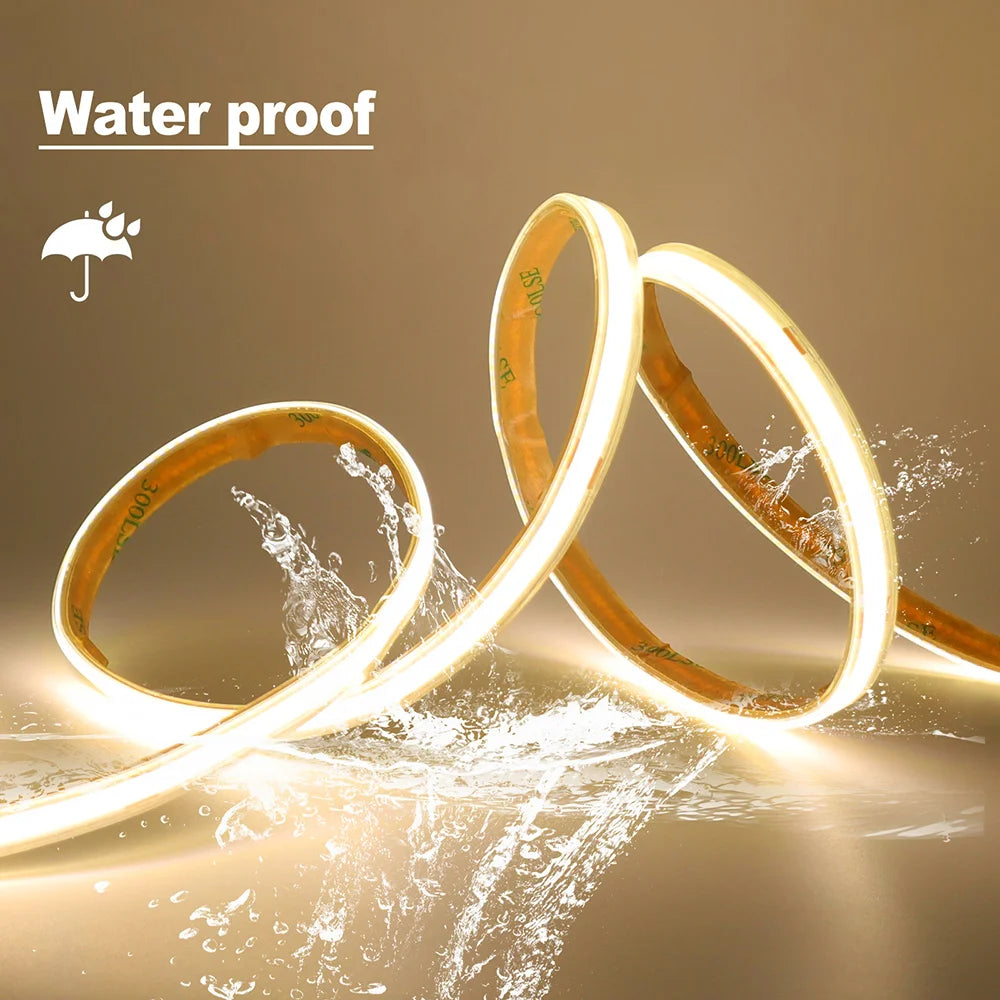 IP67 Waterproof COB LED Strip Light 12V 24V 3000K 4000K 6000K Flexible Led Tape 5m 10m 20m 0.5m 1m 2m 480LEDs/m Linear Lighting