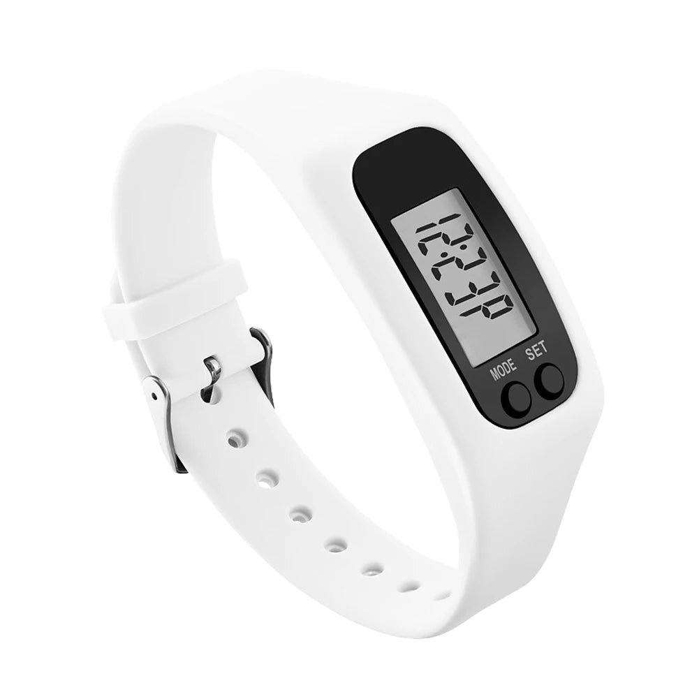 LED Pedometer Bracelet Step Counter Watch 12/24H Time Display Silicone Step Tracker Multi-Function Fitness Watch for Adults kids