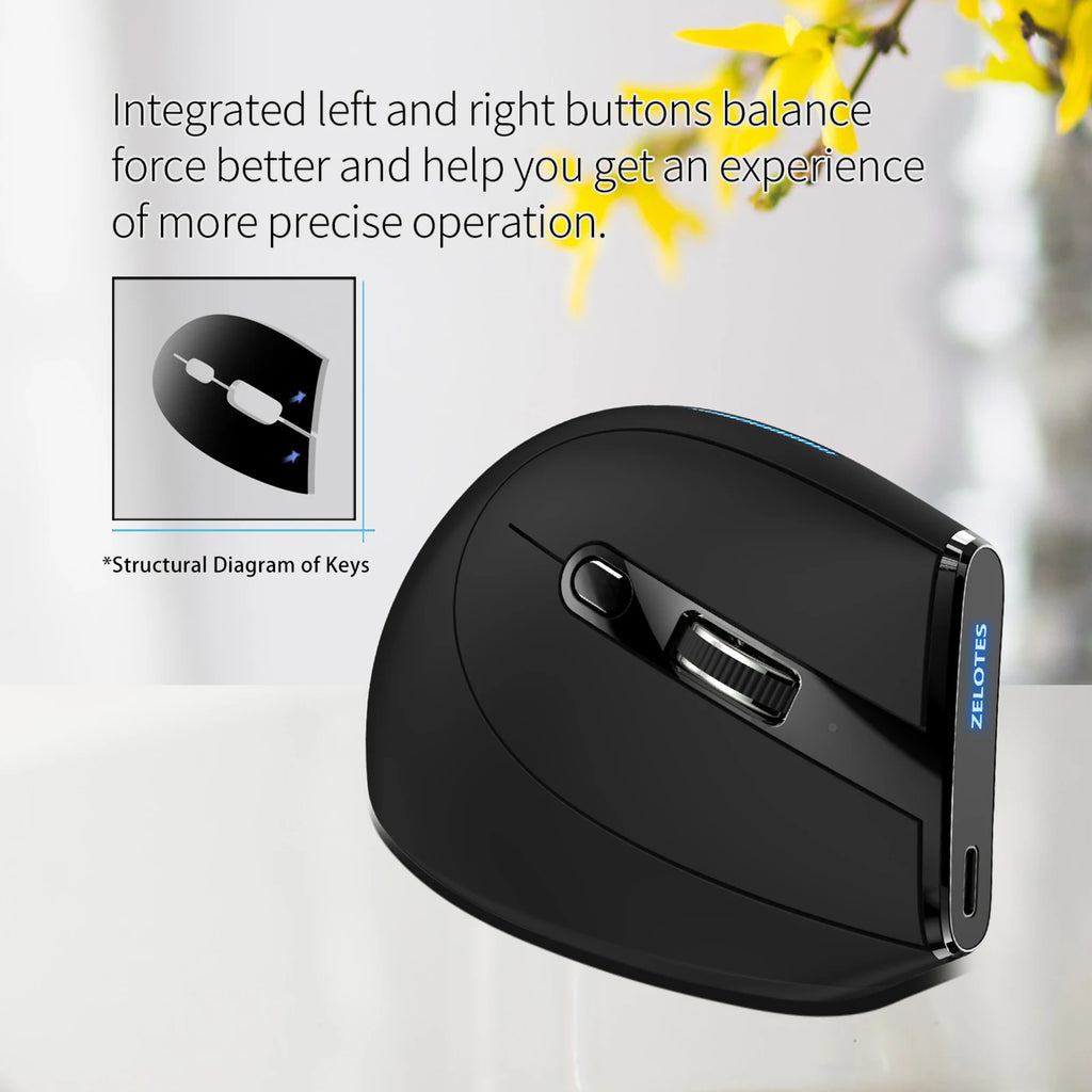 ZELOTES F-36A 2.4G Wireless Mouse Charging Blu-ray 6-button Optical mouse 3 level DPI black mouse