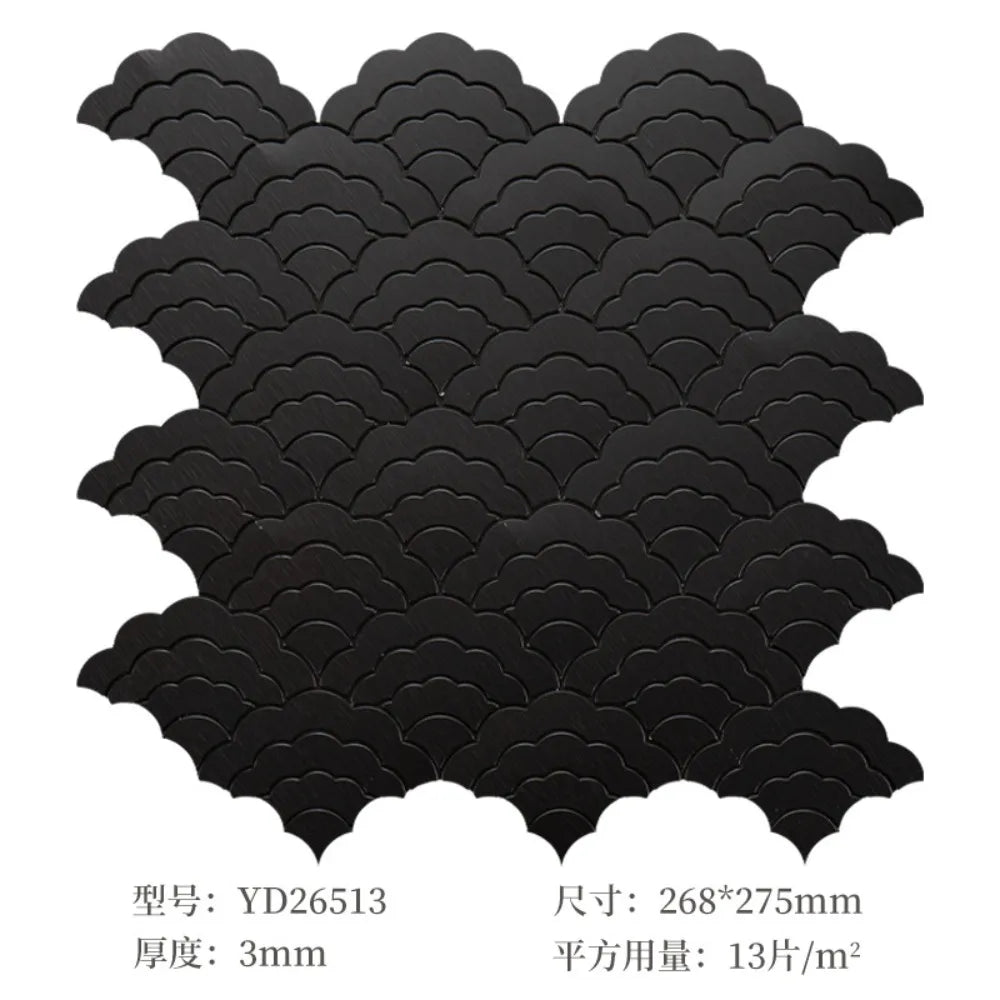 Self-adhesive cloud mosaic wall sticker, dark charcoal scale pattern set (268x275mm)
