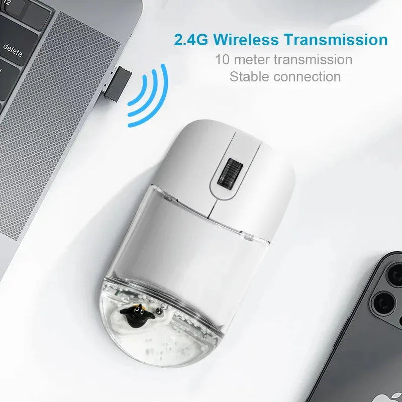 Creative Cute Floating Aquarium Animal 2.4 Wireless Mouse Ergonomics Mute Liquid Mice For PC Laptop Computer Accessoires Gifts